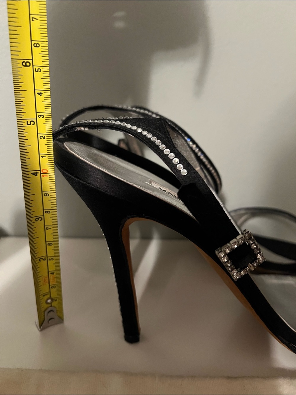 Manolo Blahnik Black Satin & Rhinestone Heels - Size 41 - Picture 11 of 11